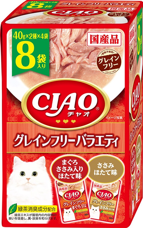 いなばペットフード CIAO パウチ グレインフリーバラエティ 40g×8袋