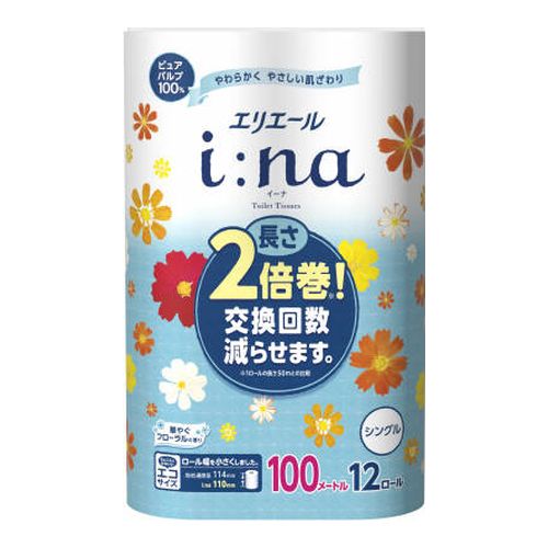 大王製紙 エリエール イーナ トイレットティシュー 2倍巻 華やぐフローラルの香り 12ロール/シングル