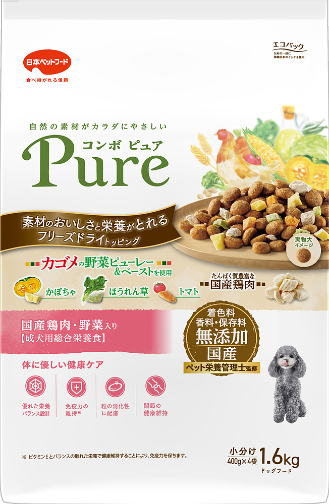 日本ペット コンボ ピュアドッグ 国産鶏肉・野菜入り 1.6kg