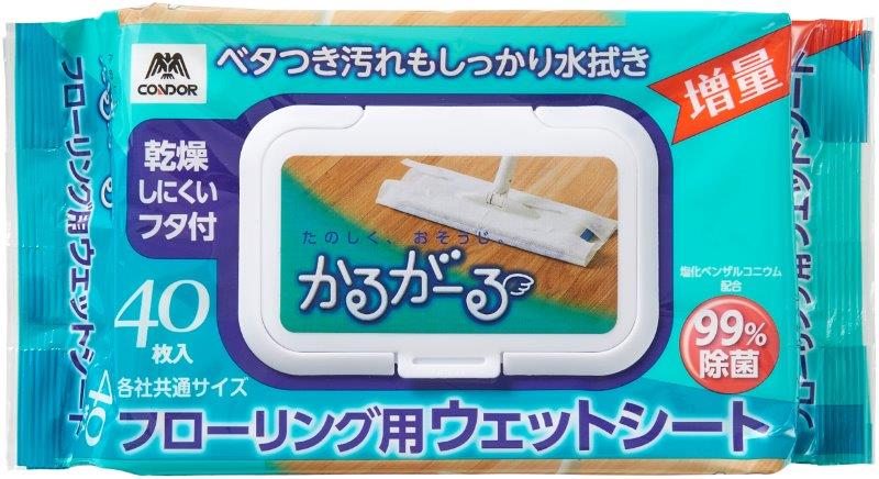 山崎産業 かるがーる フローリング用ウェットシートフタ付 40枚