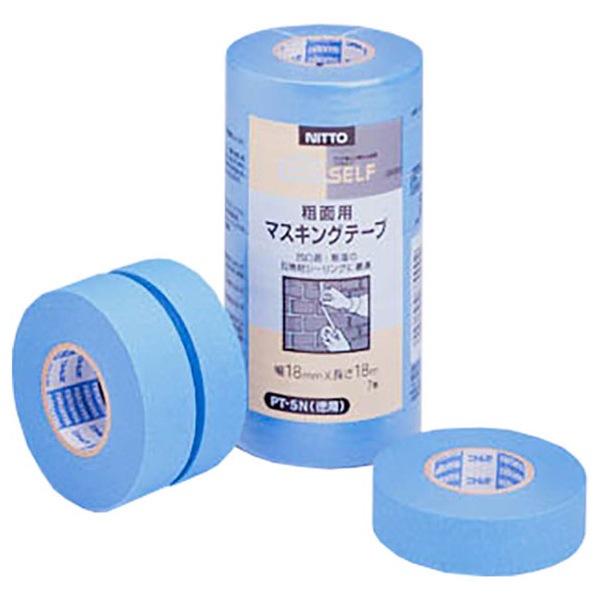 QYマステ　0707 マスキングテープ 粗面用 PT－5 ／ 18MM X 18M 7巻