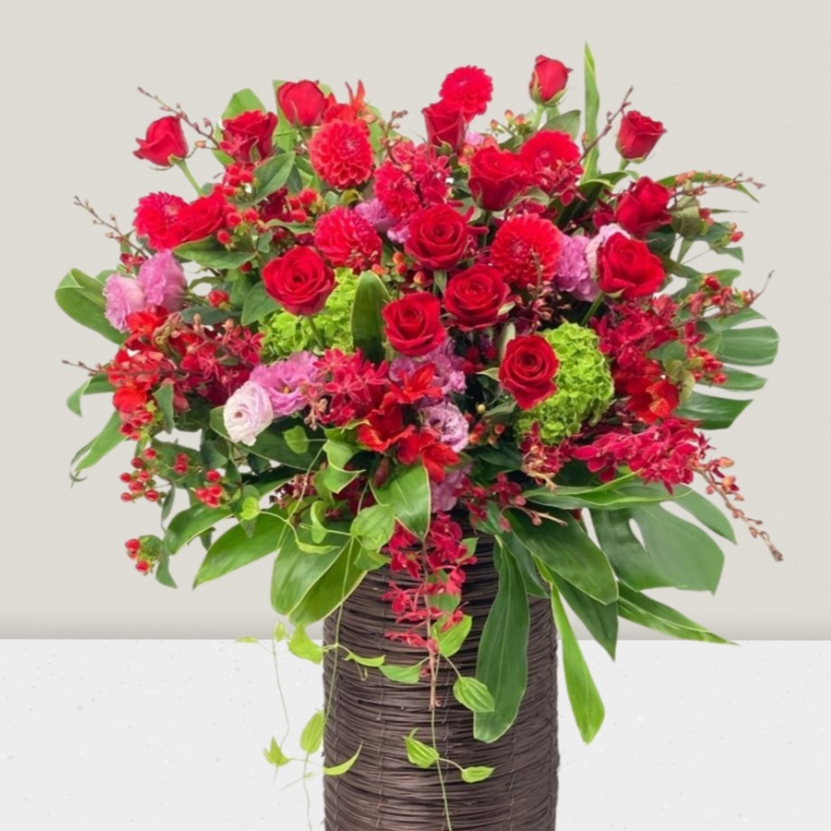 リビングストーン、花束、癒し系作品275/44高級額付き、さし箱付き