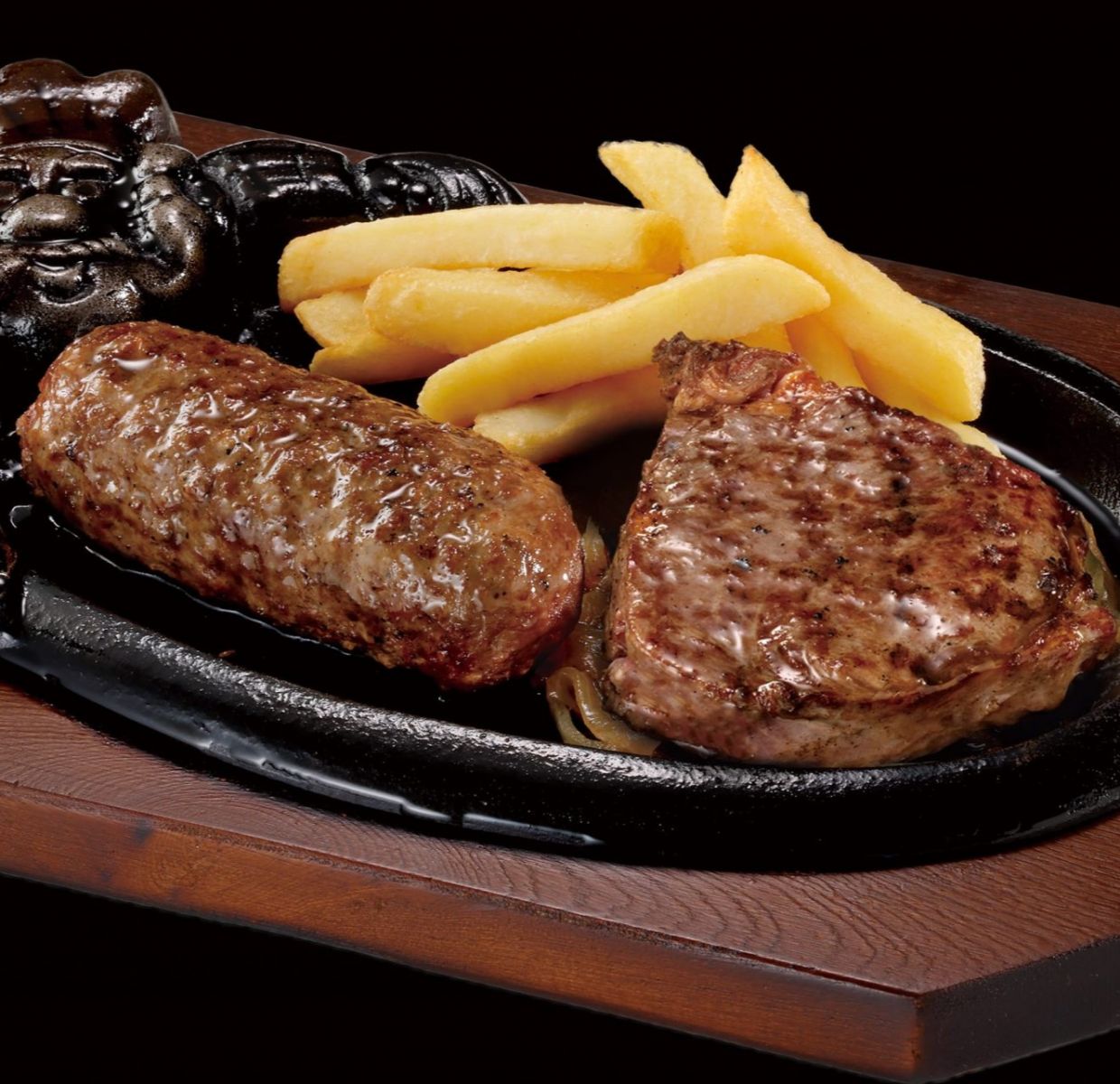 ブロンコおじさんのこだわり炭焼きがんこハンバーグ&炭焼きビリーリブロースのイメージ