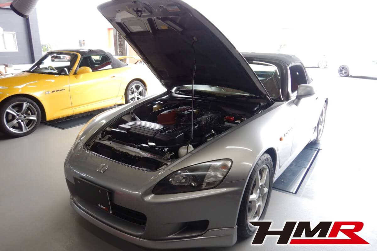 無限マフラー、モデューロダンパーキットを装着したS2000(AP1)の納車前点検整備を行いました