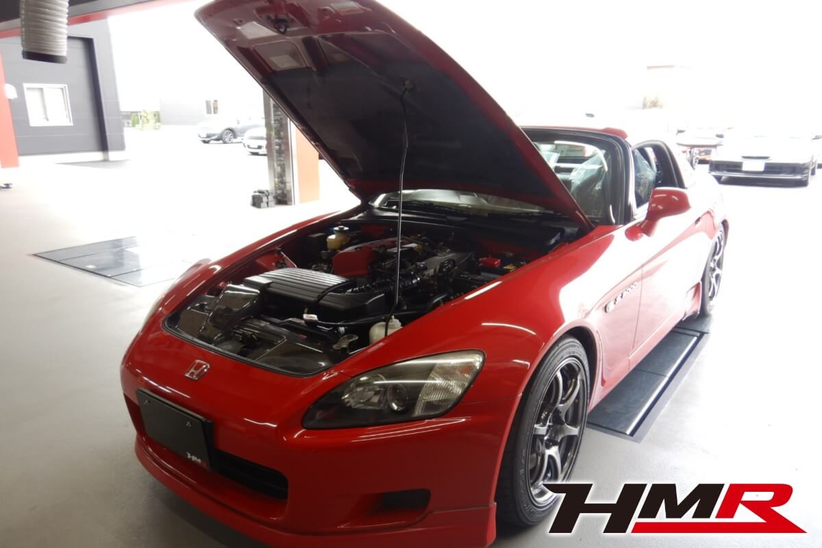 ハードトップ、GTウィング、ADVANRacing 17AW、TEIN製車高調を装備したS2000(AP1)の納車前点検整備を行いました