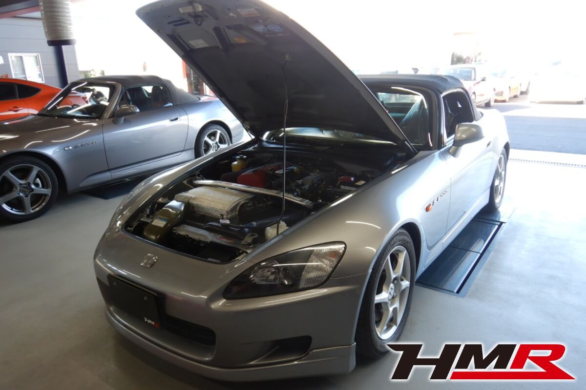 アミューズマフラーにASMエキマニを装着したS2000(AP1)の納車前点検整備を行いました