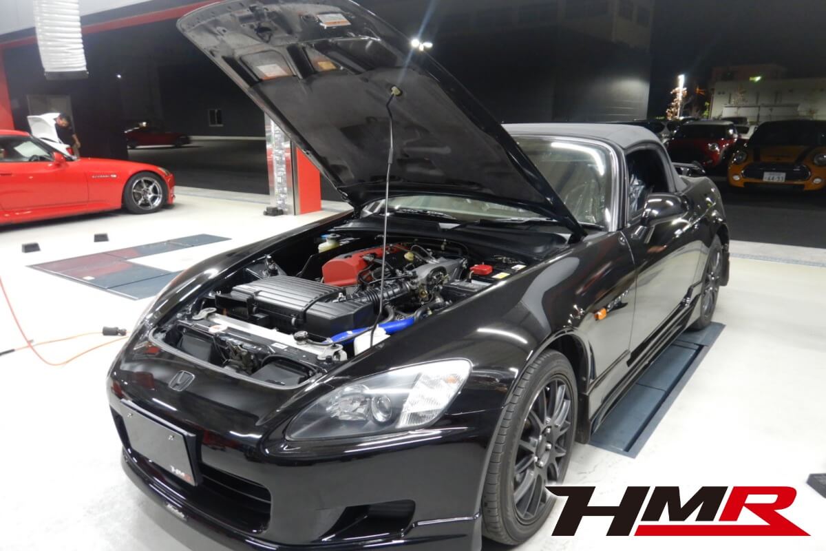 無限マフラー、社外17AW、新品ガラス幌が装着されたS2000(AP1)タイプVの納車前点検整備を行いました