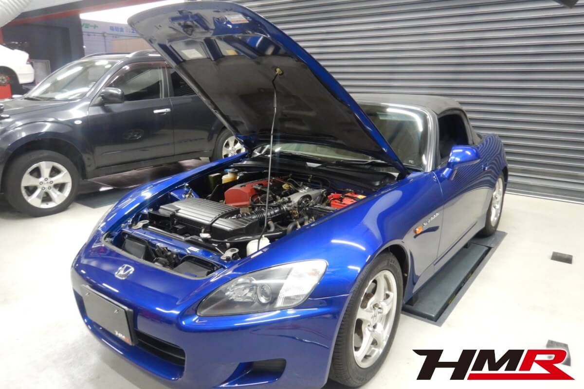 ガラス幌 純正17AW TEIN車高調を装着したS2000(AP1)の納車前点検整備を行いました。