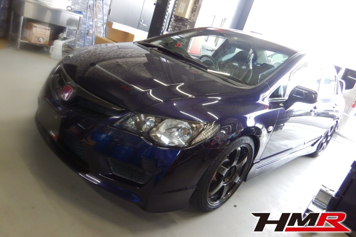 TEIN車高調 RAYS TE37 18AW J's Racing ECU装着のシビックタイプR(FD2)の納車前点検整備を行いました