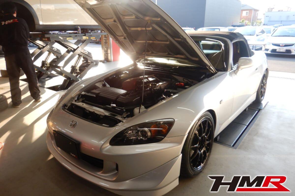 レイズ17AW エナペタル車高調装備のS2000(AP2)の納車前点検整備を行いました