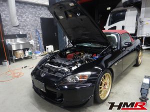レイズ17インチ 社外車高調 ASMエキマニ＆マフラーを装着したS2000(AP1)鈴鹿モデルの納車前点検整備を行いました