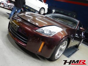 純正レイズ製ホイール 本革シート装備のフェアレディZ(Z33)の納車前点検整備を行いました