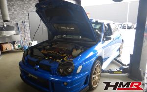 プロドライブ18インチ ないる屋WRカーレプリカエアロ装備のインプレッサWRX STI(GDB)の納車前点検整備を行いました。