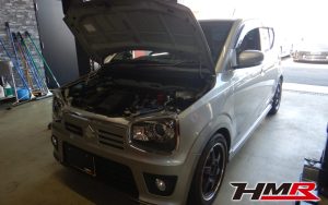 レイズ15インチ Nabicマフラー装備のアルトワークス(HA36S)の納車前点検整備を行いました