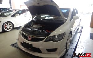 無限フロントスポイラー 純正ブレンボ装備のシビックタイプR（FD2)の納車前点検整備を行いました