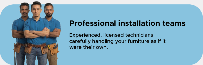 Professional furniture installation team in Singapore, featuring experienced and licensed technicians.