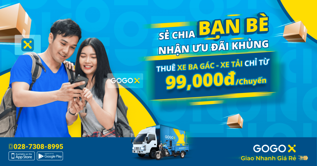 Sẻ chia để nhân ưu đãi thuê xe ba gác giá rẻ, xe tải giá rẻ 99K!