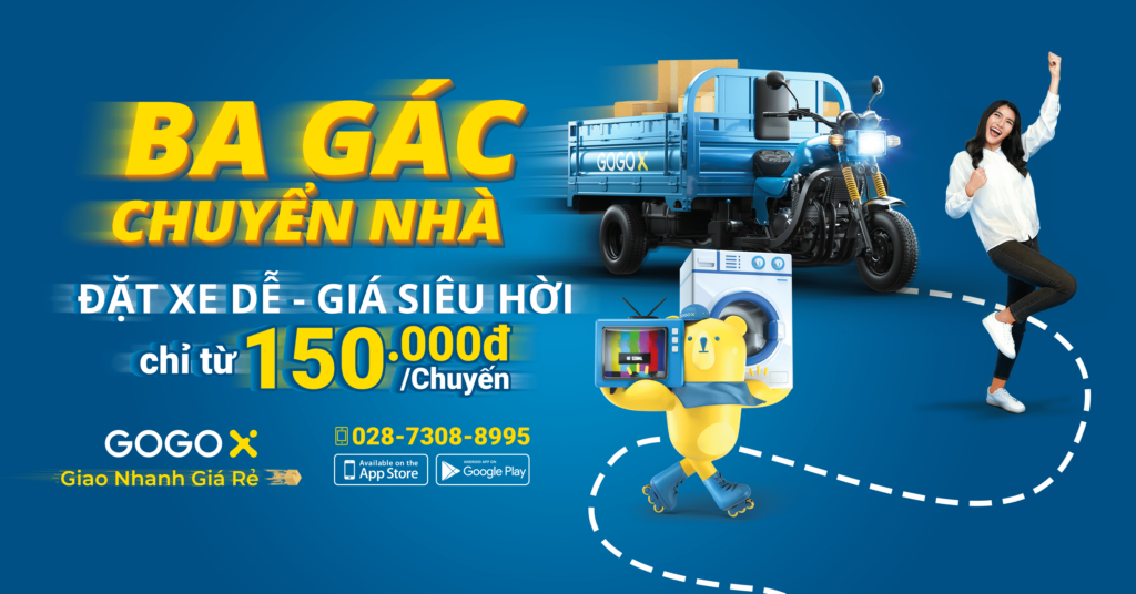 Thuê xe ba gác, thuê xe tải giá rẻ cùng GOGOX