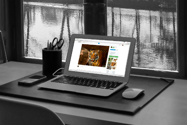 机の上のパソコン