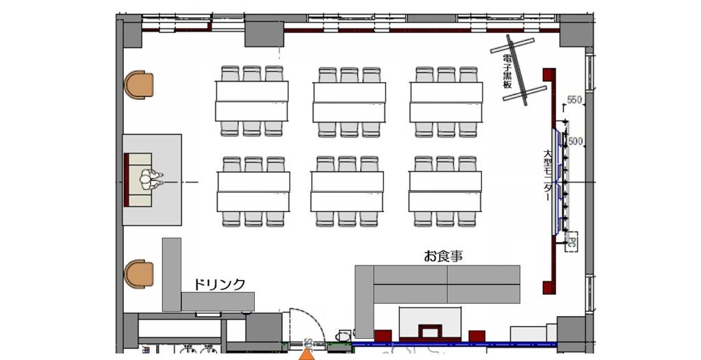 レイアウト例【パーティー：着席6島（～36席）】