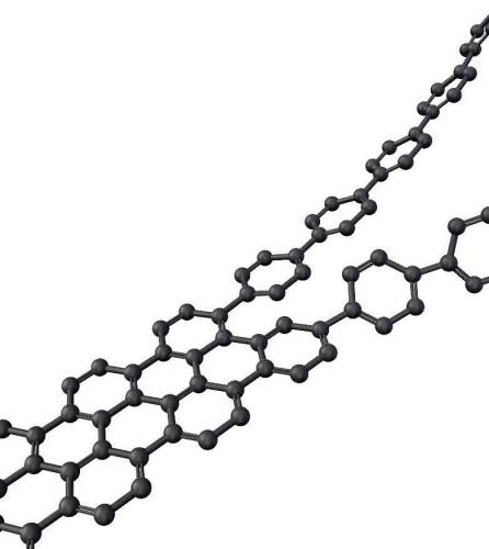 Image in which two benzene ring straight chains are connected (provided by Nagoya University)