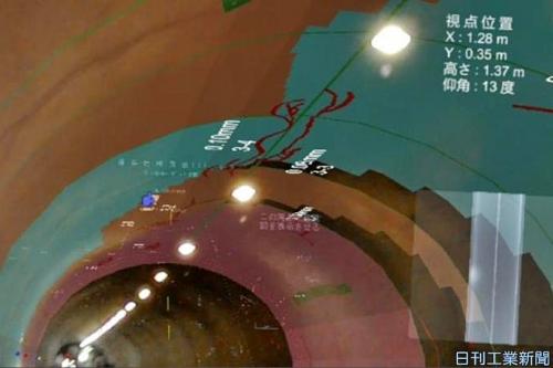 Example of display of geological condition and cracked situation seen by tunnel MR