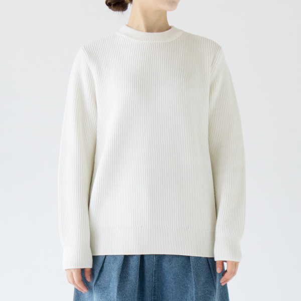 エクストラファインウール リブニット WHITE／YONETOMI NEW