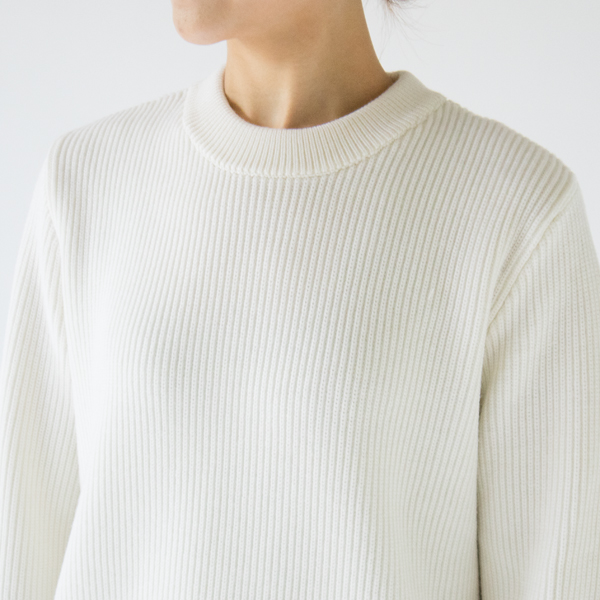 エクストラファインウール リブニット WHITE／YONETOMI NEW