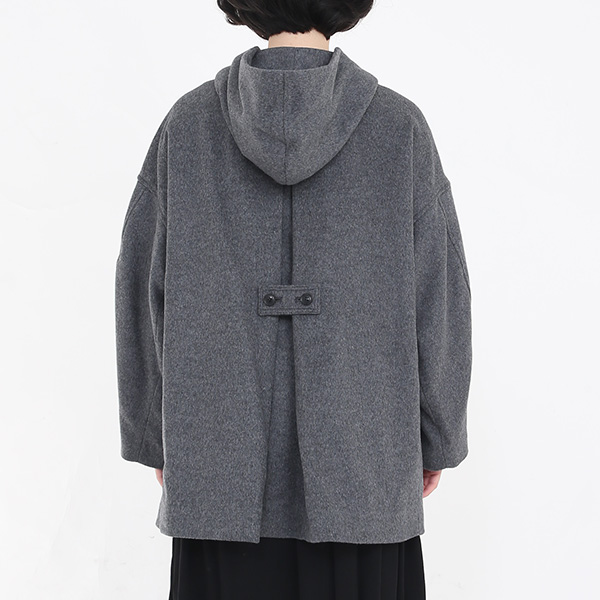 ウールカシミヤメルトン フーデッドコート(TOP GREY)