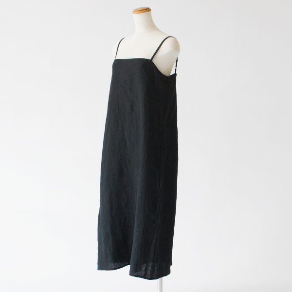 強撚ウォッシュリネン バイアススリップ(BLACK)