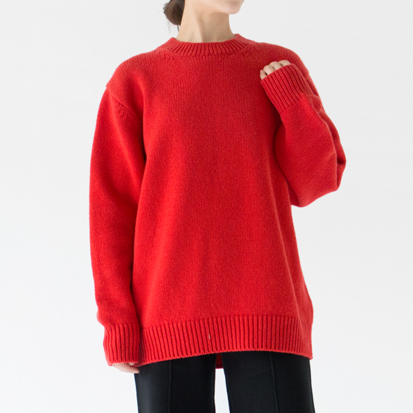 ソフトラムウール ニット RED／YONETOMI NEW BASIC（ヨネトミ
