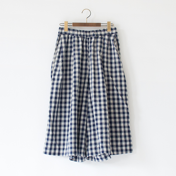GINGHAM BLUE GREYキュロットパンツ