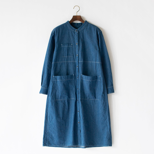 8オンスデニム シャツワンピース(BLUE)