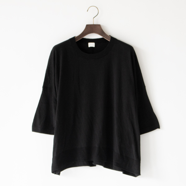 コットンシルク ハーフスリーブプルオーバー(BLACK)