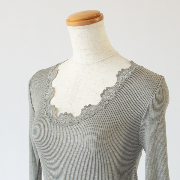 シルクレース ロングスリーブ	LIGHT GREY MELANGE