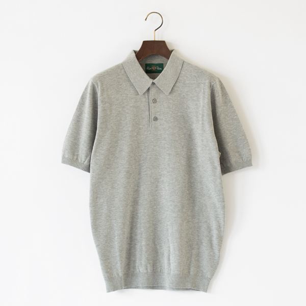 LT GREY MIX-42ユニセックス16Gニットポロシャツ LT GREY MIX-42ユニセックス16Gニットポロシャツ