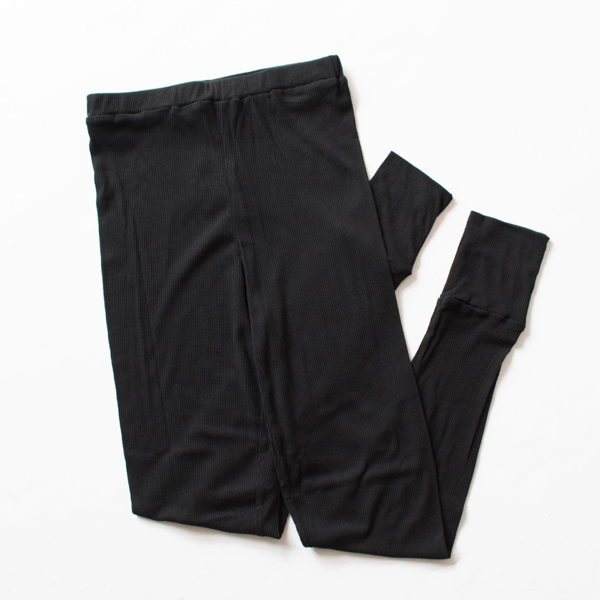 強撚シアーワイドリブコットン レギンス(BLACK)