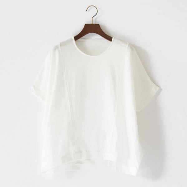 ガス強撚コットンSZ天竺 切替オーバーT(WHITE)