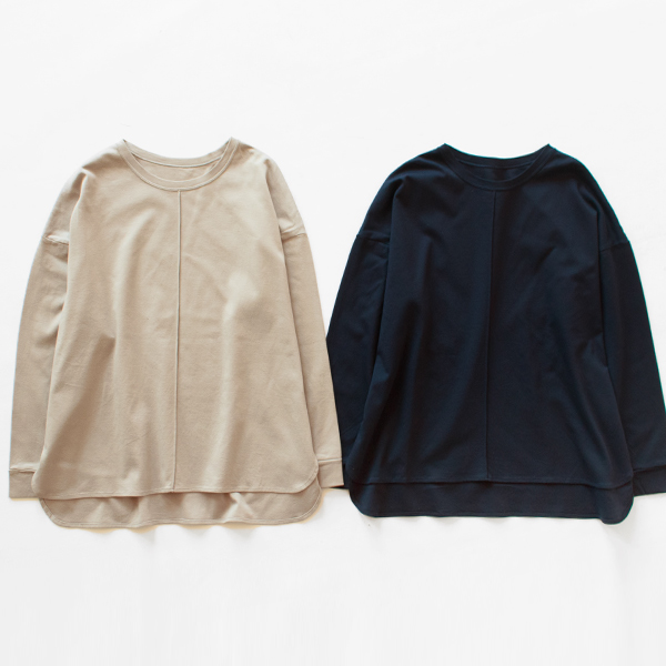 スーピマコットンポンチ フロントタックスリット長袖Tシャツ