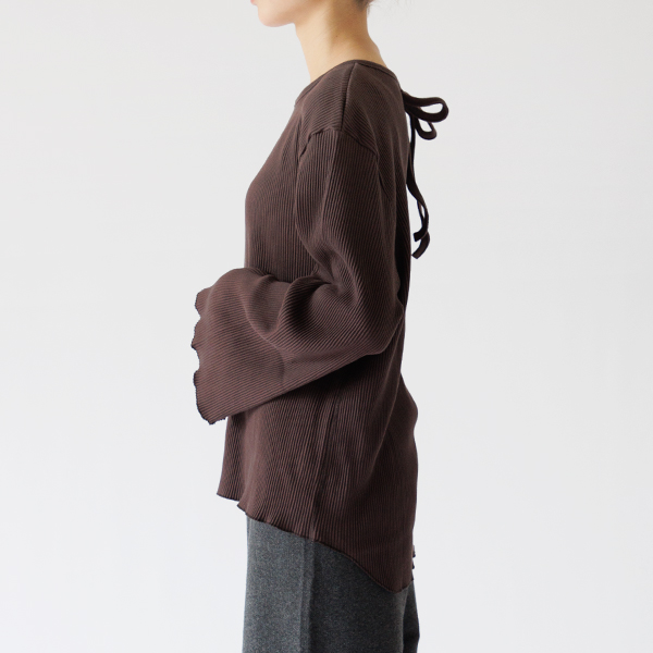 プリーツスムース ストリングネック（身長162cm・DARK BROWN）