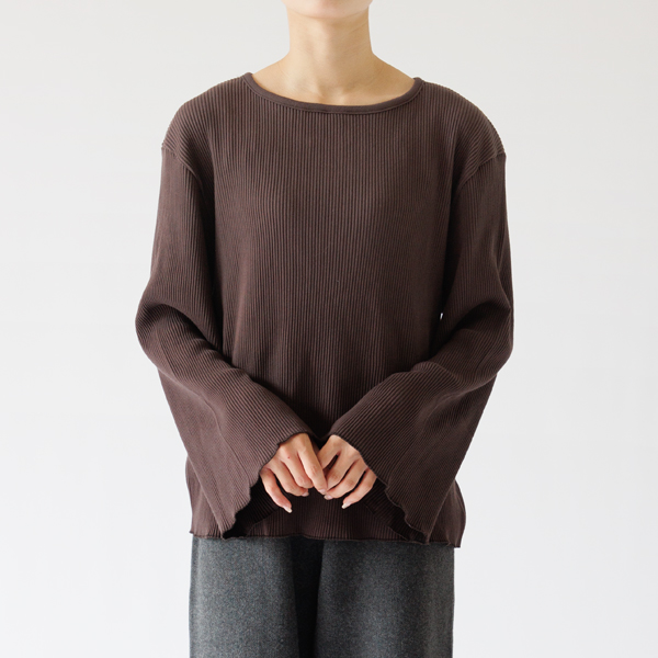プリーツスムース ストリングネック（身長162cm・DARK BROWN）