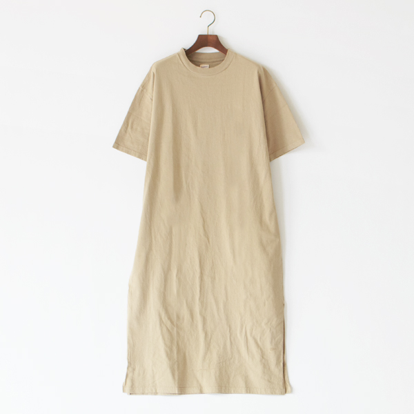 アメリカンジャージークルーネックワンピース BEIGE