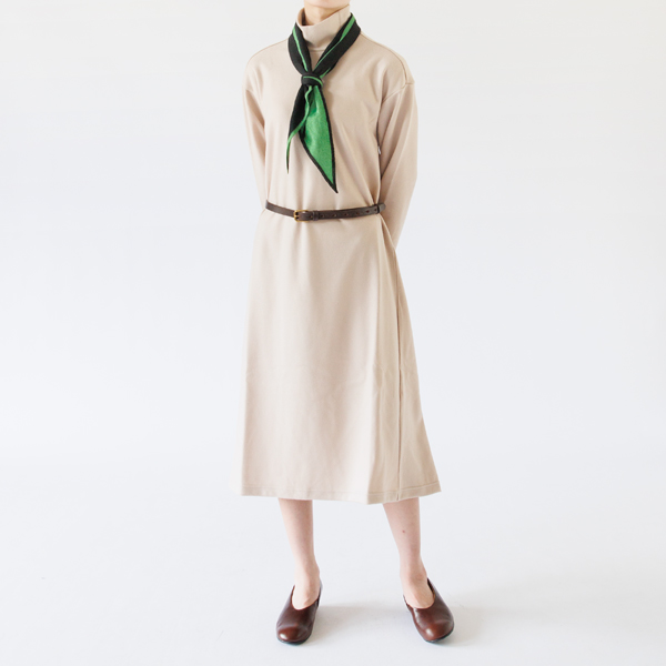 リネンコットンニットスカーフ NERO/GREEN