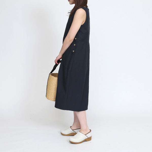 Le minor コットン リネン ワンピース コットンリネン バックサテンワンピース／Le minor （ルミノア
